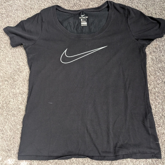 Nike Women's Black Tee with White Logo - Picture 1 of 3